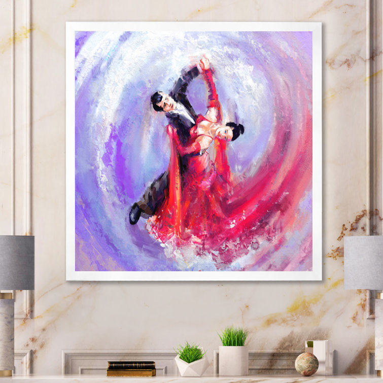 Red And Blank Tango Dancers Framed On Canvas Print